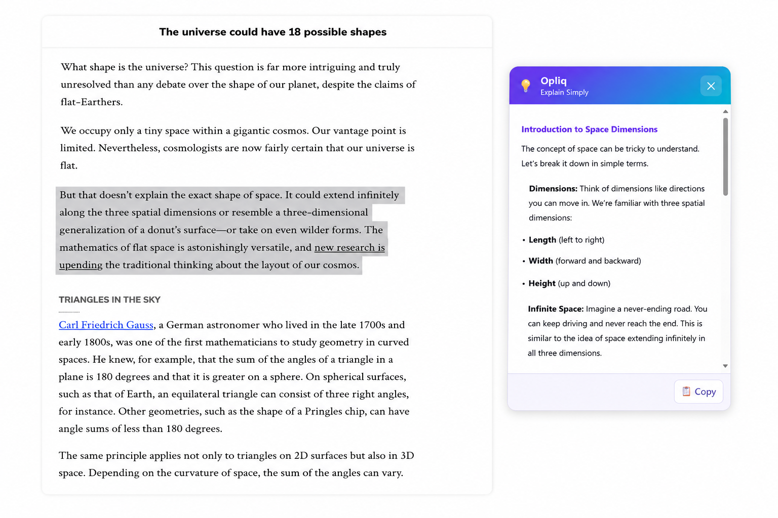 Opliq project screenshots - 2
